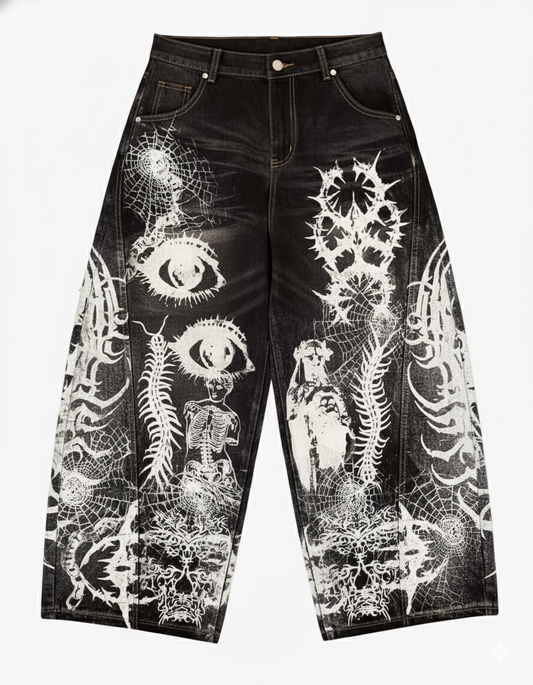Vaqueros góticos Y2K oversized unisex pierna ancha, pantalones hip hop lavado vintage estilo rock high street casual